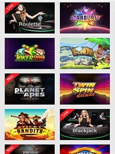 Selecție de jocuri la cazinoul mobil Unibet