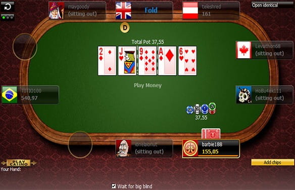 Masa de online poker Texas Hold’Em